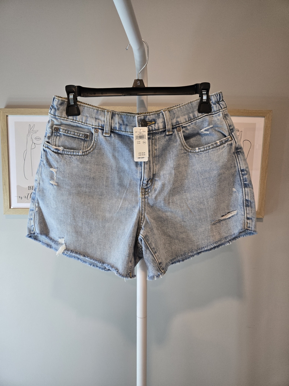 aerie Light Wash Distressed Jean Shorts